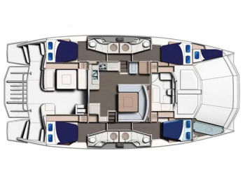 Catamaran Blue Escape, plan des cabines
